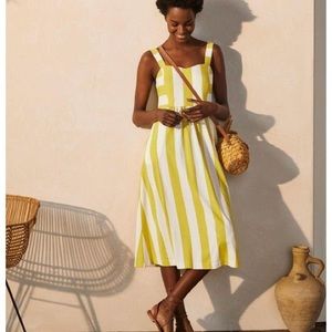 Boden Stripe Midi Dress - Lucy Jersey in Chartreuse Ivory 4